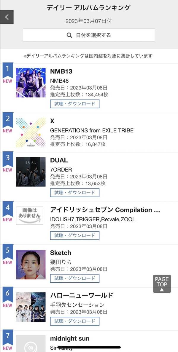 3rdアルバム『ハローニューワールド』オリコンアルバムデイリーランキング6位！！